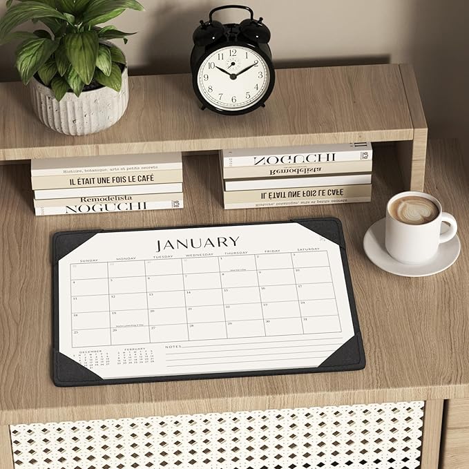 Jotsome Desk Calendar 2025-2026 with Desktop Mat, Desk Pad Calendar From Now to December 2026 14x10.5 inch, Desk Blotter Calendar for Home Office and School, Easy Planning, Black