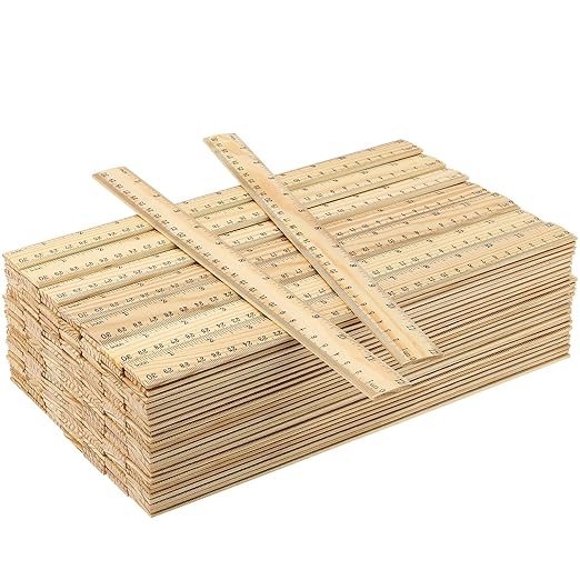 MANCHAP 144 PCS 12 Inch Wooden Rulers, Double Sided Pine Wood School Ruler, Wood Measuring Ruler for Home, and Office, 2 Scales (12 Inch and 30 CM)