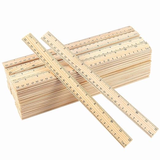 KEILEOHO 96 Pack 12 Inch Wooden Rulers Bulk, 30cm Wood Ruler Measuring 2 Scales for Home, Student, Office Tailor Shop, Factory, 12Inch and 30CM