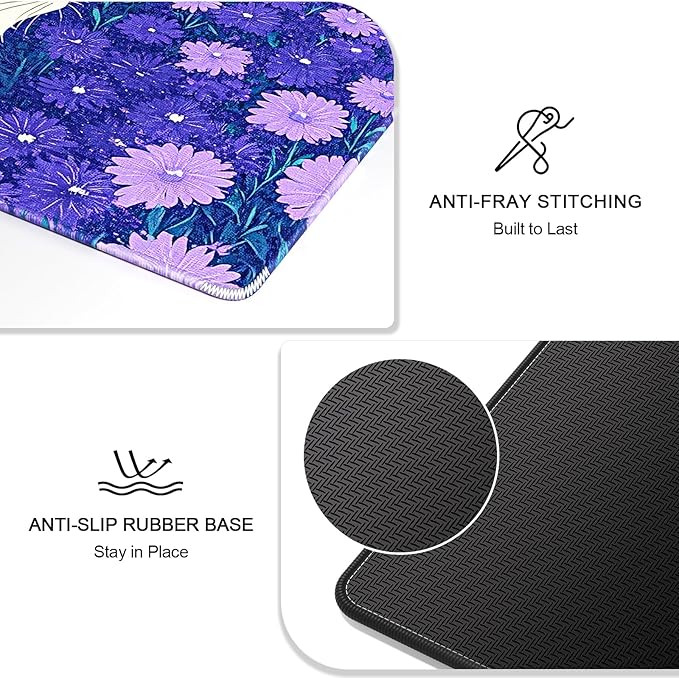 Auhoahsil Large Gaming Mouse Pad, Cute Cat XXL 35.4 x 15.7 in Desk Pad Stitched Non-Slip Rubber Long Computer Mousepad Thin Extended Full Size Desk Mat for Desktop, Laptop, Wireless Mice, Purple