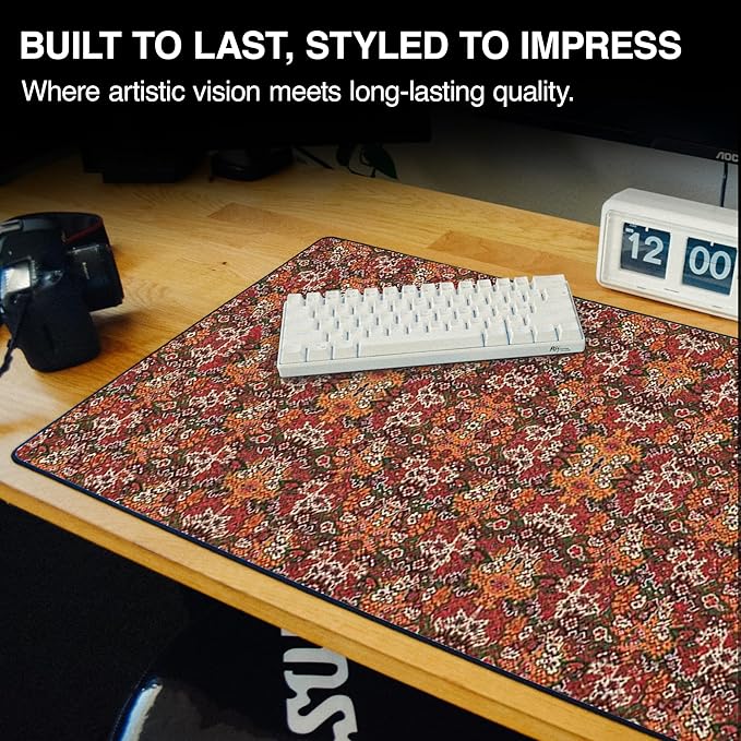 MPCO. Arabic Textiles Large Gaming Desk Pad - 36" x 17" Duraglyde Fabric Goldenrod Desk Mats - Non-Slip, Washable, Smooth Glide for Precision Gaming & Work