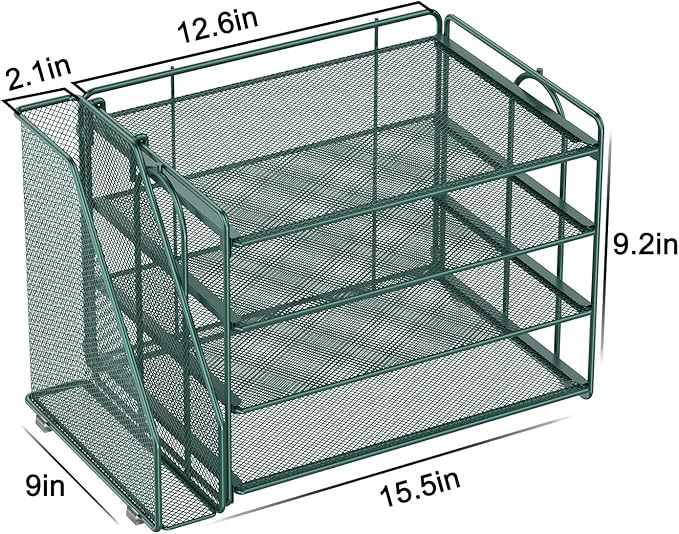 Spacrea Paper Organizer, Desk Organizers and Accessories for Desk with File organizer, Desk Accessories & Workspace Organizers for Catalog & Reference Racks (Dark Green)