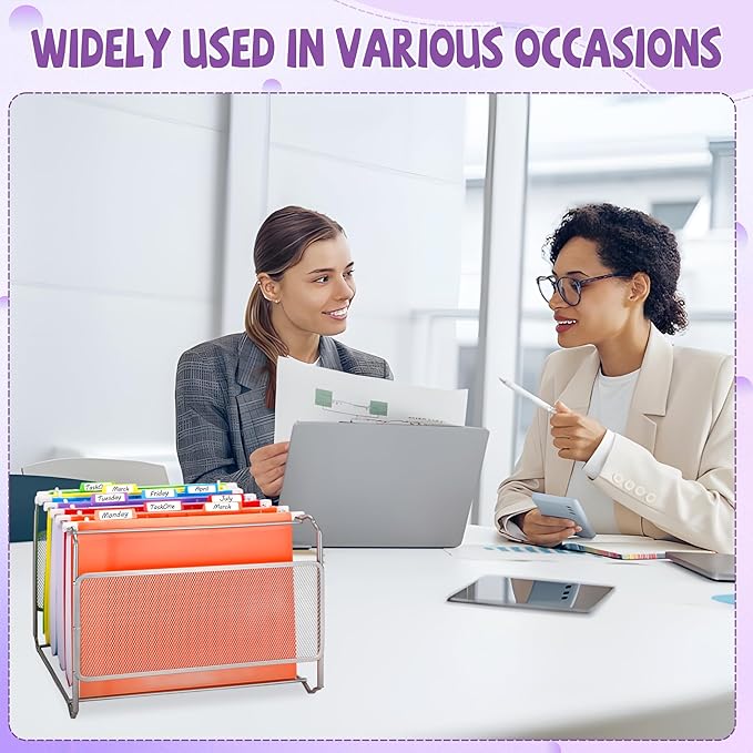 24 Pcs Plastic Hanging File Folders, Letter Size Reinforced Hanging File Folders with Insertable 1/5 Cut Tabs, Assorted Color Coded Organizers for Office Home Filing Cabinets Classroom Supplies