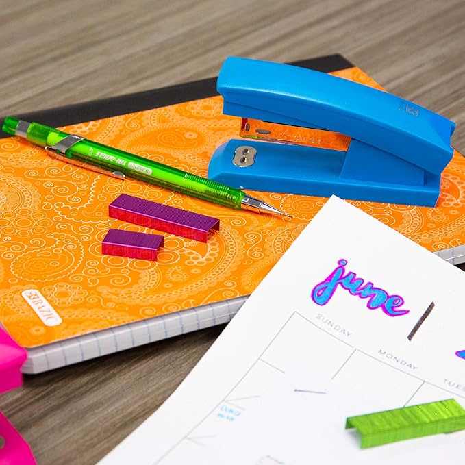 BAZIC Desktop Stapler Standard (26/6), 20 Sheets Bright Color Desktop Staplers for Home Office School, 1 Unit, Random Color