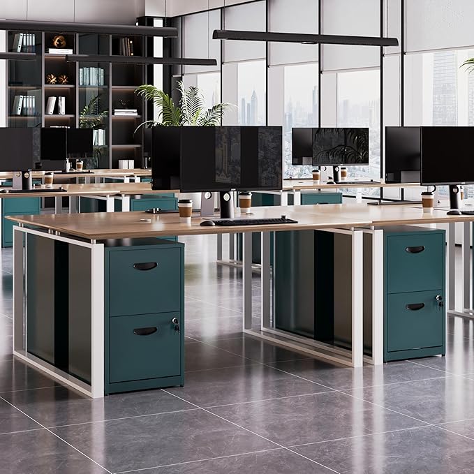 2 Drawer File Cabinet with Lock, Office File Cabinet with Drawers for Under Desk, Small Filling Cabinet for Home Office, Green, Assembly Required