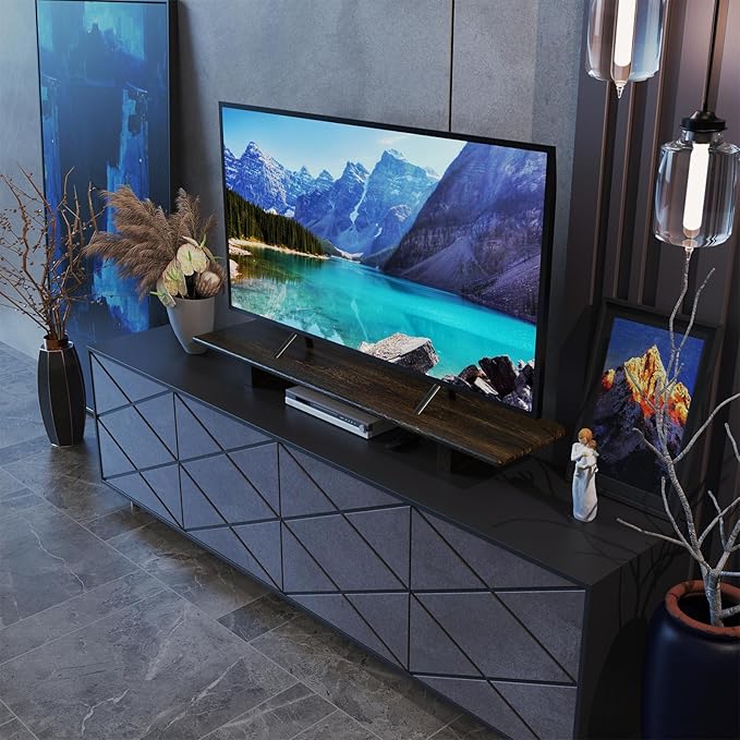 "WEGASTU Solid Wood Rustic Desk Monitor Stand with Storage，Large Dual Monitor Stand Riser for Laptop Computer/TV/PC/Printers, Perfect Desktop Stands Organizer with Underneath Storage for Office