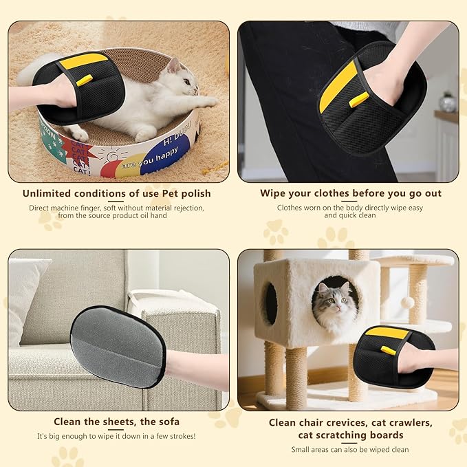 HONGYUNDA 2pcs Pet Hair Removal Glove for Cats & Dogs, 2025 New Upgrade Efficient Grooming Gloves for Pet Hair, Cat Grooming Gloves for Hair Removal, Reusable Pet Hair Remover Glove