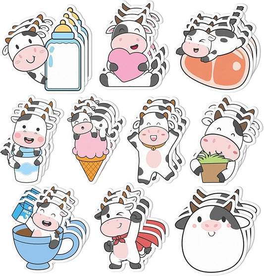 CJiangpo 30Pcs Cow Sticky Notes Cute Cow Sticky Note Pads, 600 Sheets Self Stick Notepad Memo Pads Funny Page Marker Classroom Rewards Back to School Animal Themed Party Favors Filler Gift