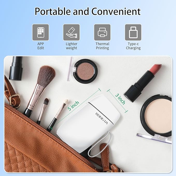 Rongta Bluetooth Label Maker Machine with Tape, Portable Mini Label Printer Wireless Thermal Handheld Sticker Makers Mini Label Makers with Multiple Templates for Organizing Office Home School(White)