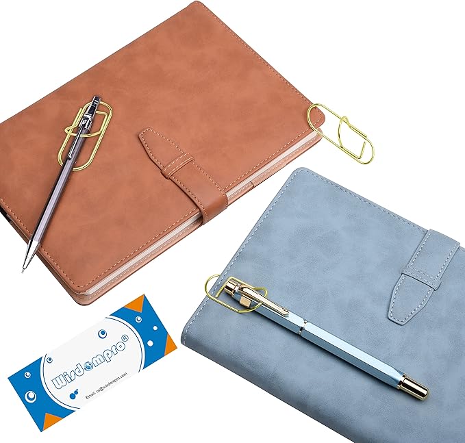 Wisdompro Pen Clip, 12 Pack Stainless Steel Pencil Clip Holder for Notebook, Books, Journal, Clipboard, Paper, etc. - Fits Almost Any Pen Size (Gold)