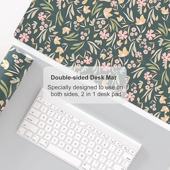 Colorful Star Large Mouse Pad, PU Leather Waterproof Desk Mat, Computer Gaming Mouse Pad, XXL Extended Mousepad Non Slip Desk Pad for School Office Home 31.5" x 15.7" - Ditsy Floral Print