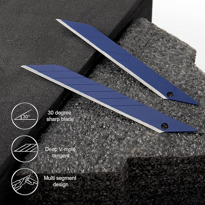 Gomake 9mm Utility Knife Replacement Blades,30 Degree Snap Off Carbon Steel Knife Blades for Retractable Cutting Knives, Hobby, Craft, Box Cutter 100PCS (Blue)