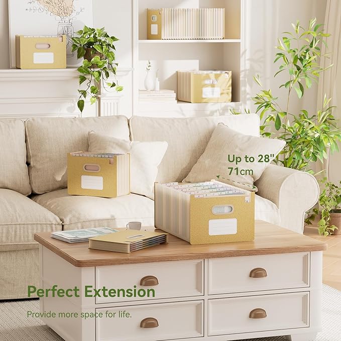 Accordion File Organizer, 26 Pockets Wheat Straw Expanding File Folders, Upright&Open Top, A-Z Bill Receipt Organizer, 100% BPA Free, Return to Nature, Healthy Living, Letter/A4 Size-Wheat Yellow