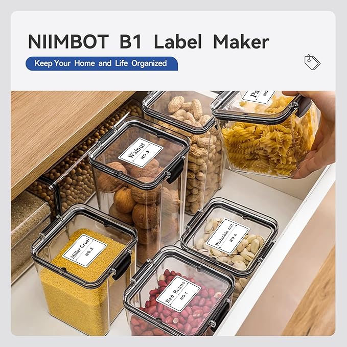 NIIMBOT B1 Label Maker Machine with Tape, Thermal Label Printer Easy to Use for Office, Home, Business, 2 Inch Label Maker with 2'' x1.18'' Labels