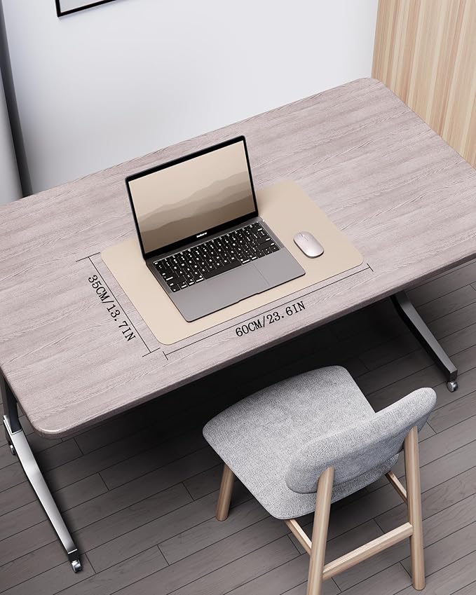 YSAGi Double-Sided Desk Pad, 23.6"x13.7" Leather Desk Mat, Eco Cork Desk Pad Protector, Large Mouse Pad for Desk, Waterproof Desk Blotter Pad, Desk Writing Pad for Office Work/Home(Beige/Cork)