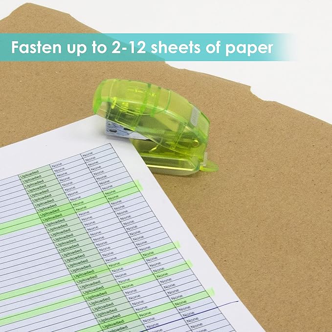 BAZIC Mini Stapler w/500 Staples, Standard (26/6) Built-in Staple Remover, Soft Grip 12 Sheets, Portable Small Staplers for Home Office School, 6-Pack