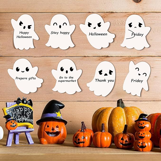 48Pcs Halloween Ghost Sticky Notes Self-Adhesive Halloween Cute Ghost Note Pads Removable Ghost Memo Notes for Halloween School Office Home Students Teachers Present