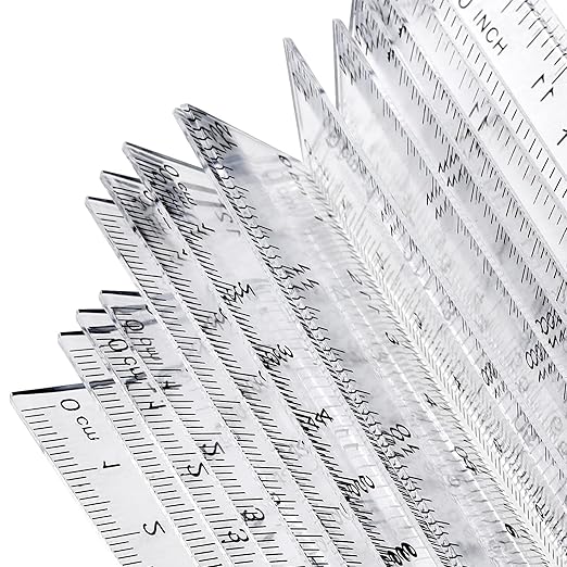 PINGEUI 100 Pack 12 Inches Clear Plastic Straight Rulers, Plastic Measuring Ruler with Inches and Metric Graduations, Measuring Tool for School and Office Supplies