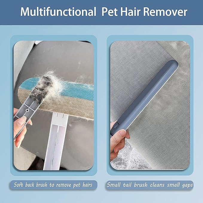 Pet Hair Remover 4-in-1 Reusable Dog Cat Hair Cleaning Removal Brush with Extra Long Handle for Furniture, Carpet, Clothes, Bedding, Floor, Car, Window