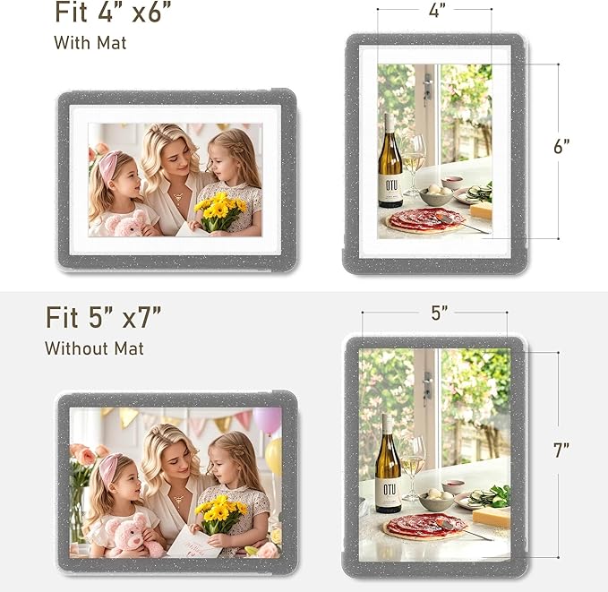 2-Pack 5x7 Picture Frame or 4x6 with Mat – Shatterproof Plastic Photo Frame for Family, Nursery & Playroom, Wall & Tabletop Picture Frames for Home Office, Safe Lightweight Design, in Crystal Black