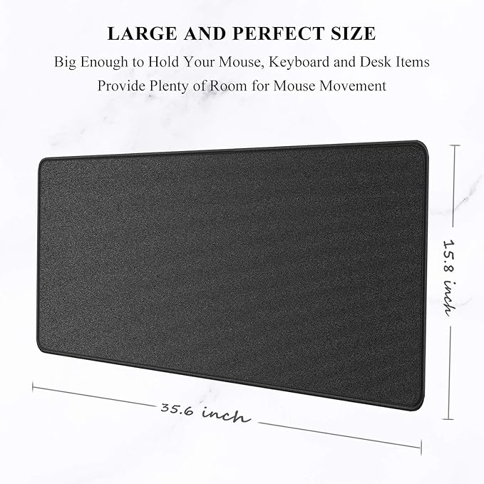 Auhoahsil Extended Mouse Pad, Large XXL Gaming Mouse Pad Desk Pad 35" X 15", Waterproof Desk Mat with Stitched Edges, Non-Slip Laptop Computer Wireless Mouse Keyboard Pad for Office and Gaming, Black