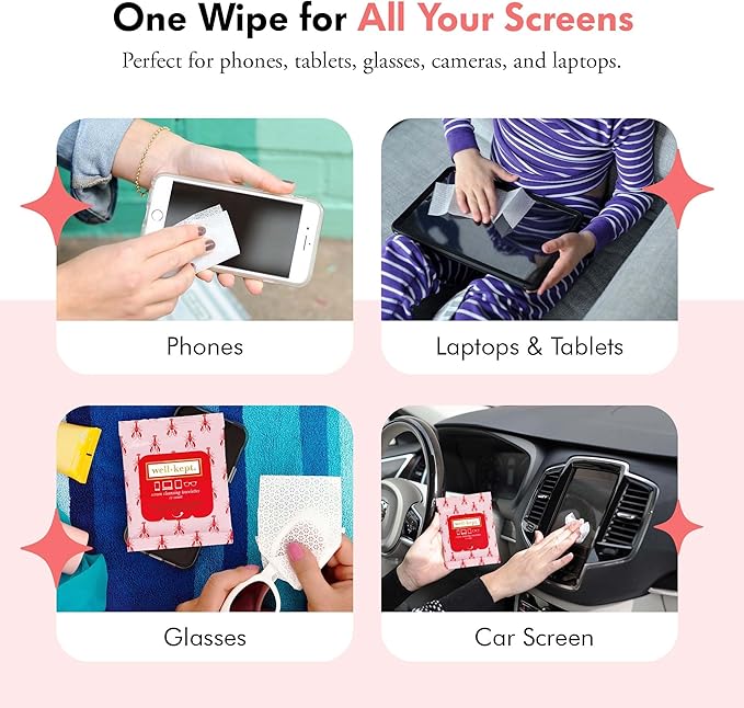 Well-Kept Tech & Lens Wipes - Eyeglass, Screen & Phone Cleaning, Multi-Surface, Lint-Free, Pre Moistened, Streak-Free & Non Scratching - Lobsterfest, 12 Pack (180 Count)