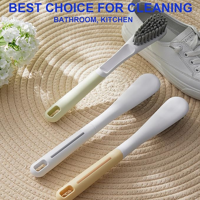 2PCS Laundry Stain Brush with Long Handle Laundry Brush for Stains on Clothes Soft Bristle Brush for Cleaning Clothes Shoes Sneakers Laundry Scrub Brush for Stain Removal, Green White