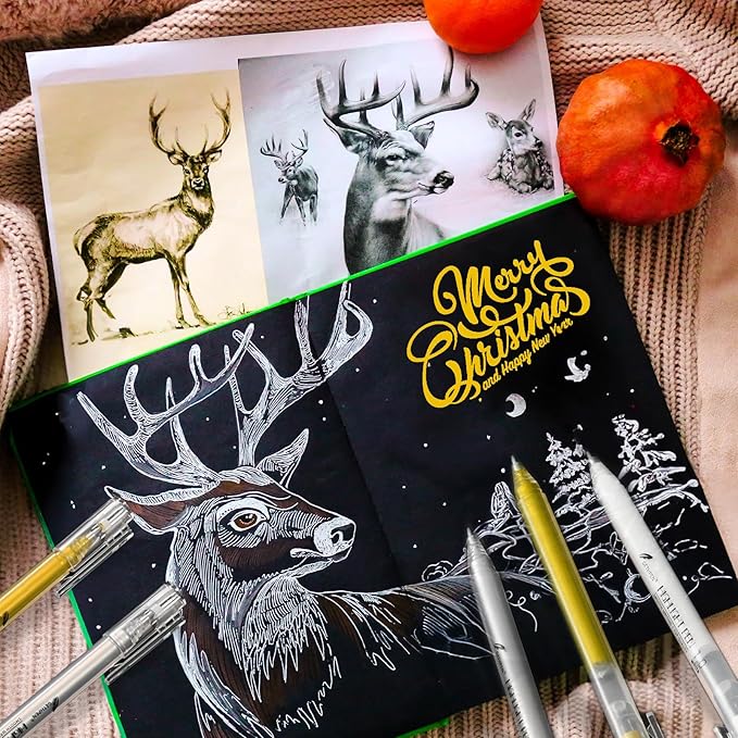 White Gel Pens, 1.0mm Extra Fine Point Gel Ink Pen Set – Opaque Archival Ink Pens for Black Paper Drawing, Bullet Journaling & Artists Drawing, 3 Pack