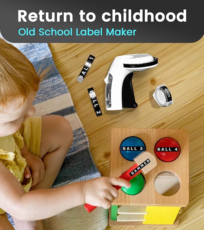 Vixic Embossing Label Maker Machine with Tape, Vintage Manual Label Maker Embossed, Retro Punch Labeler with 1 Rolls 3D Tape Waterproof for Home Kitchen DIY Crafting Kids