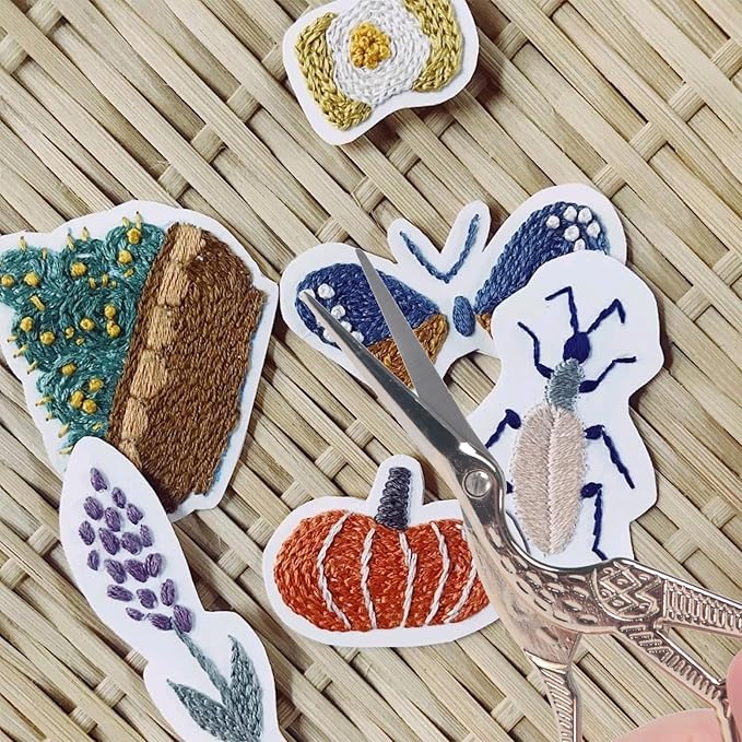 BIHRTC Small Craft 4.5Inch Embroidery Scissors with Artificial Leather Cover Stainless Steel Tip Bird Stork Scissors Shears for Sewing Crochet Embroidery Paper Art Work