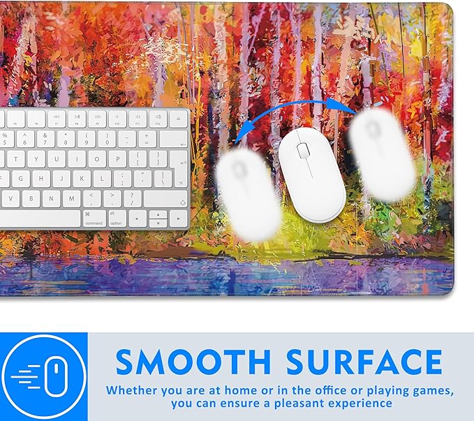 Impressionist Yellow Forest Extended Large Mouse Pad,Large Gaming Mouse Pad,Extended Big Desk Mat Keyboard Pad,Waterproof Non-Slip Desk Mat for Home Office and Gaming 35.4x15.7 Inch