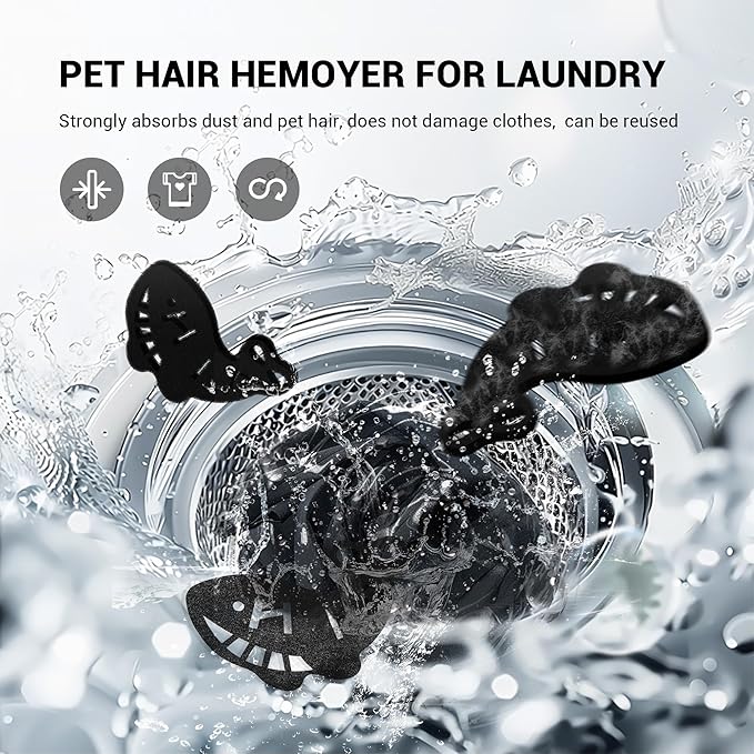 Pet Hair Remover for Laundry, 2 Pack Reusable Laundry Hair Catcher Dryer Balls for Pet Hair Dryer Sheets Pet Hair Remover for Washing Machine and Clothes, Pet Dog Hair Lint Catcher (Black)