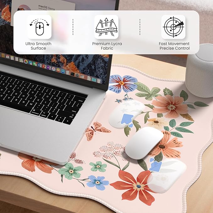 HAOCOO Desk Matt for Desktop, Desk Mat for Keyboard and Mouse, Non-Slip & Waterproof Cute Desk Mat, Large Keyboard Mats for Desk, Edge Stitched XXL Desk Mouse Pad for Office (Light Pink)