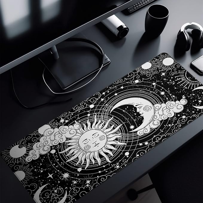 Magic Astrology Extended Big Mouse Pad Large, Gaming Mouse Pad Desk Pad,31.5x11.8 Inch Long Computer Keyboard Mouse Mat Black Mousepad with 3mm Non-Slip Base and Stitched Edge for Gaming and Office