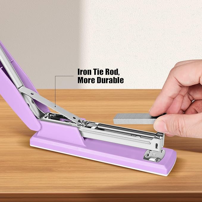 Stapler 25 Sheet Capacity with 1000 Staples and Staple Remover - Staplers for Desk, Non-Slip Office Stapler with Staples for Office, Purple