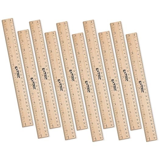 Rulers 12 Inch, Rulers Bulk for Classroom – Wooden Ruler for Kids 10 Pack Great for School, Classroom, Imperial and Metric Measurements for Office and Home
