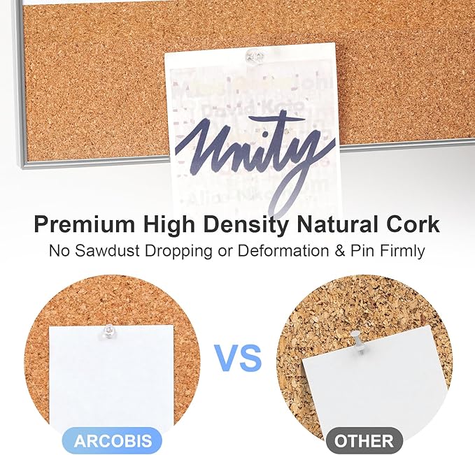 ARCOBIS Dry Erase Calendar with Cork Board for Wall, 36"x 24" Magnetic Calendar Whiteboard with Silver Frame, Monthly Combination Board for School, Home, Office