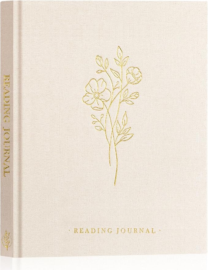 Lanpn Reading Book Journal for Book Lovers Readers, 9.3" x 7.7", 158 Pages Linen Hardcover Books Tracker with 52 Reviews, Read Log Notebook Bookish Gifts (Beige)