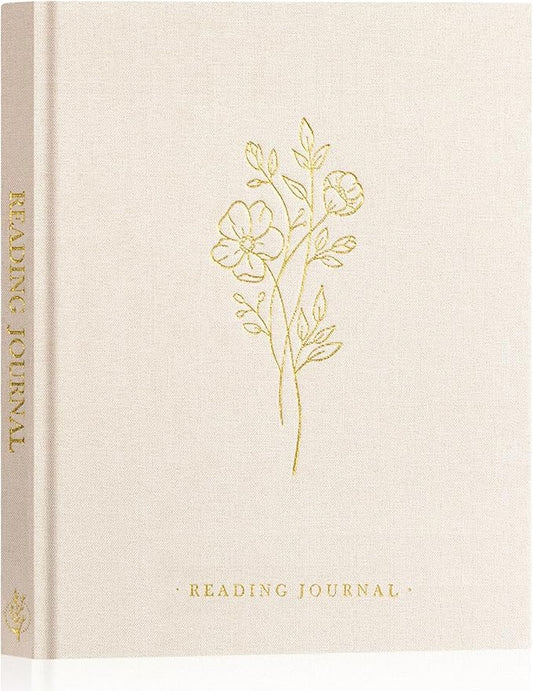 Lanpn Reading Book Journal for Book Lovers Readers, 9.3" x 7.7", 158 Pages Linen Hardcover Books Tracker with 52 Reviews, Read Log Notebook Bookish Gifts (Beige)