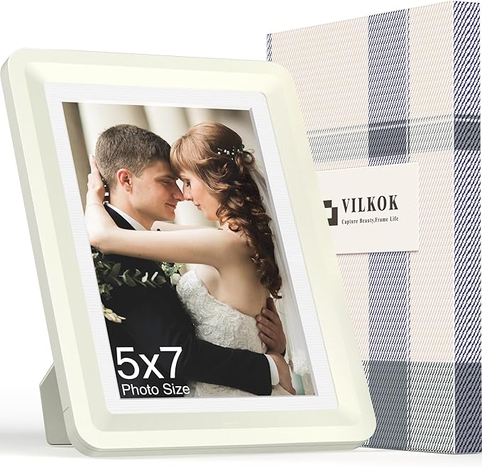 1-Pack 5x7 Picture Frame or 4x6 with Mat – Shatterproof Plastic Photo Frame for Family, Nursery, and Playroom, Wall & Tabletop Picture Frames for Home, Office, Safe & Lightweight Design in Cloud Gray