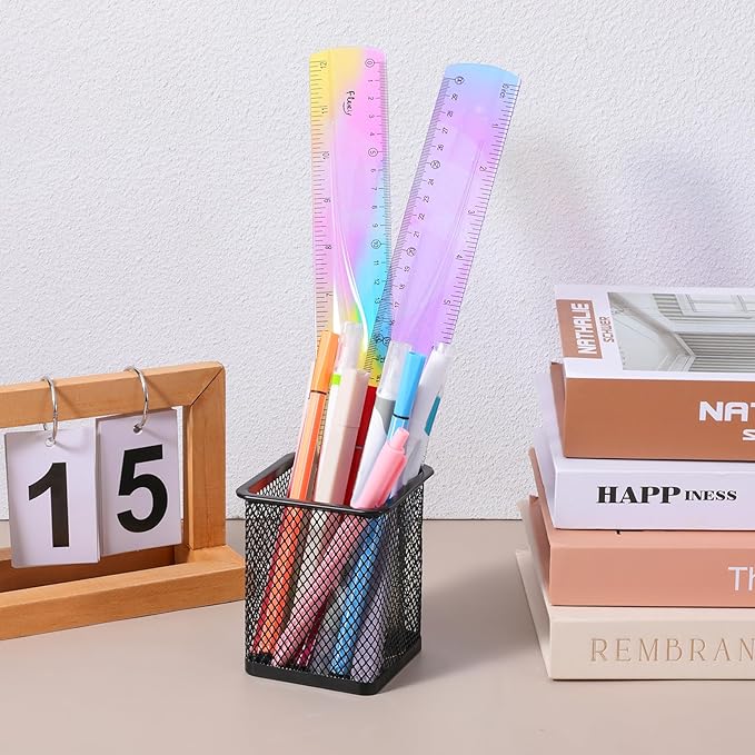4 Pcs Flexible Ruler Soft Bendable Plastic Ruler Shatterproof Bendable Straight Folding Rulers Gradient Colour Rulers with Centimeters Inches for Adults Classroom Home Office Supplies