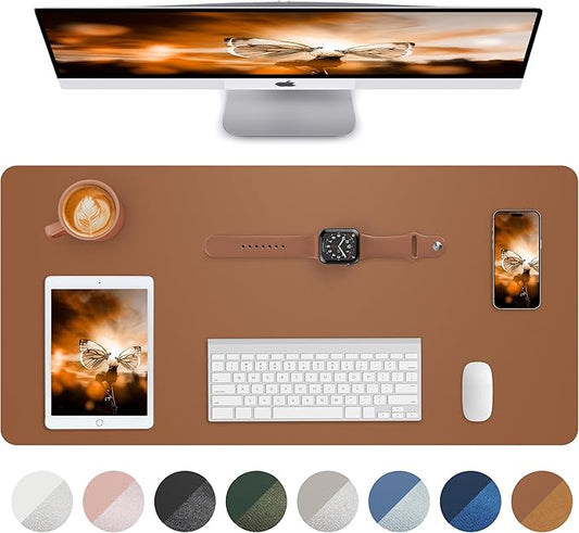 Non-Slip Desk Pad,Mouse Pad,Waterproof PU Leather Desk Protector,Ultra Thin Large Desk Blotter,Waterproof Keyboard mat for Office/Home/Decor(Brown 23.6" x 13")