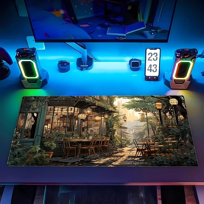 Green Desk Mat Large Mouse Pad Gaming Mousepad XL 31.5 x15.7 in Full Desk Keyboard Mouse Mat for Desk Extra Computer Pad with Stitched Edges 3mm Rubber Non-Slip Base Desktop Mat for Work and Play