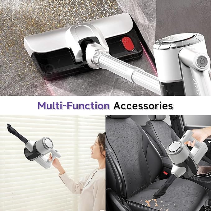POMBEU Cordless Vacuum Cleaners for Home, Hardwood Floors Vacuum Mop All in One, Lightweight Stick Wireless Cleaner, Detachable Water Tank and Mop. Ideal for Hard Floor & Pet Hair, Mop & Vacuum Combo