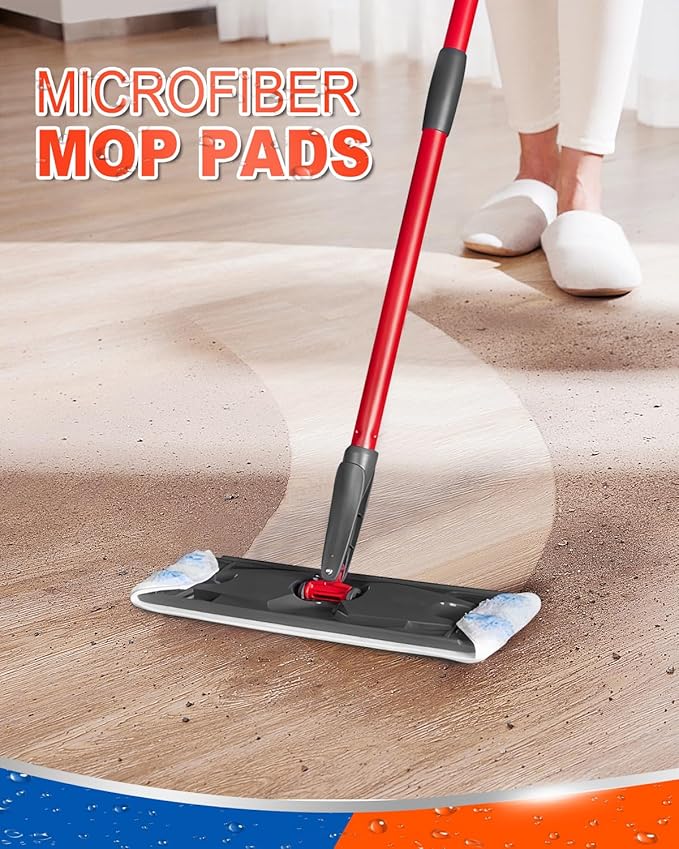 Mop Pads Compatible with OCedar for H2prO Flat Mop System Washable Reusable Microfiber Mop Head Replacements Pad for Floor Cleaning, 4 Pack