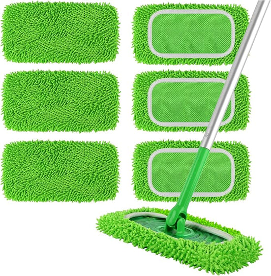ZHAYAO 6Pcs Reusable Microfiber Mop Pads Compatible with Swiffer Sweeper, Wet and Dry Flat mop Cover, Replacement Sweeping Mopping pad Refills for Surface/Hardwood Floor Cleaning