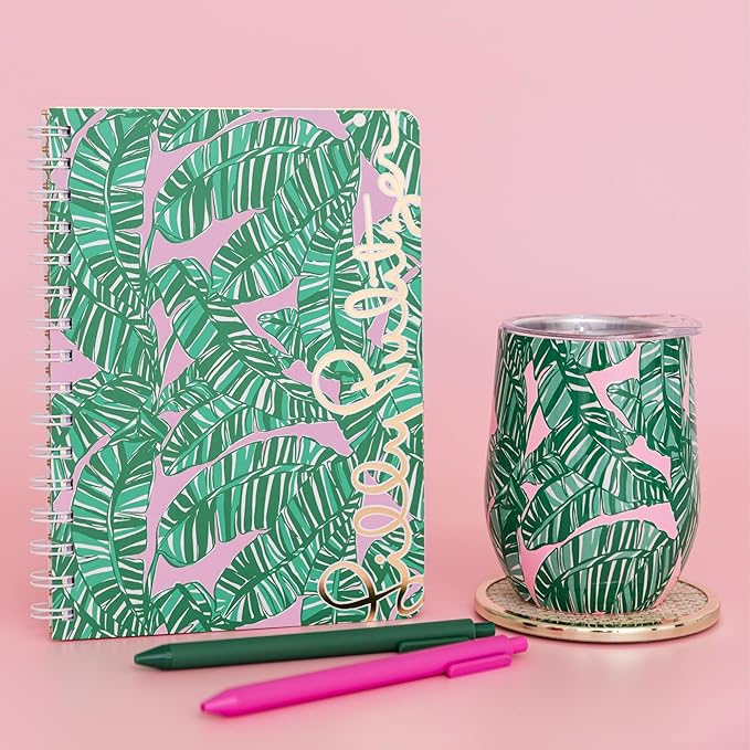 Lilly Pulitzer Hardcover Mini Spiral Notebook, 8.5" x 6.5" Small Journal with 160 College Ruled Pages, Let's Go Bananas