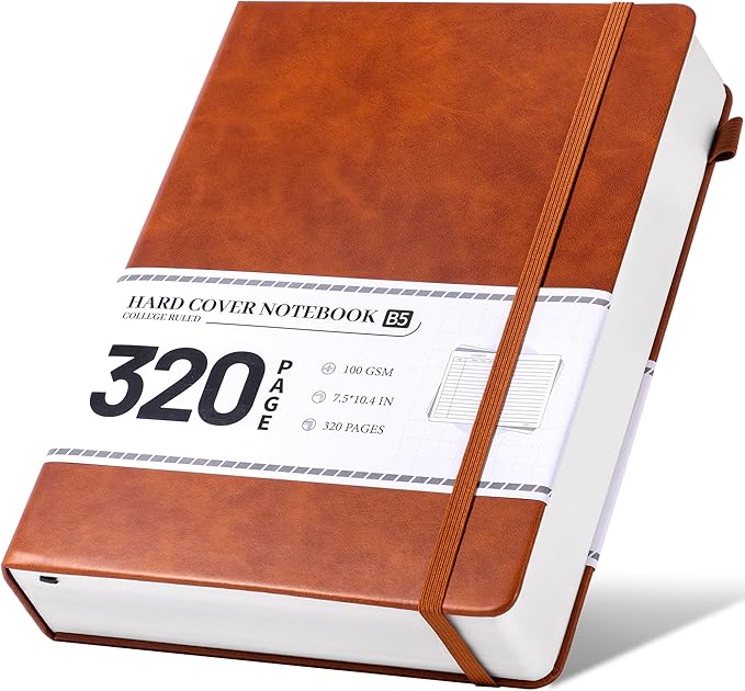 CAGIE Journal Notebook for Men Women Brown- B5 Large Journaling Notebooks Journals Leather for Writing Work Diary Hardcover Thick