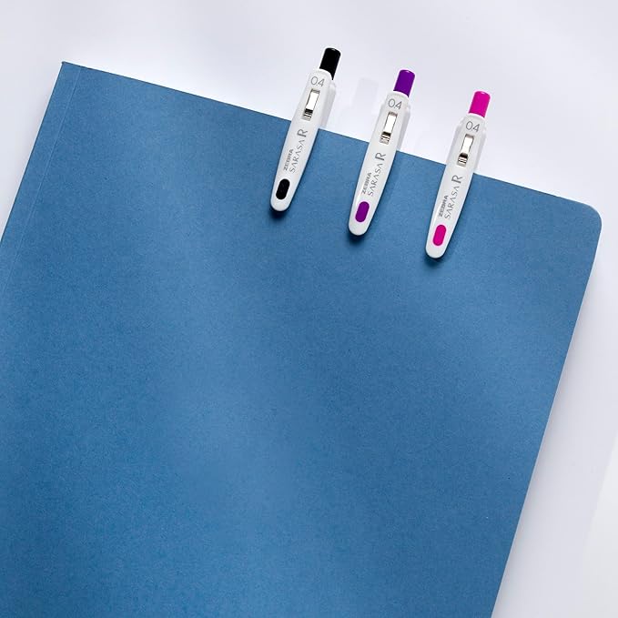 Zebra Pen Sarasa R Retractable Gel Pen, Extra Fine Point 0.4mm, School & Journaling Supplies, Rubber Grip, Binder Clip, Blue Water-Resistant Ink, 12-Pack (47720)