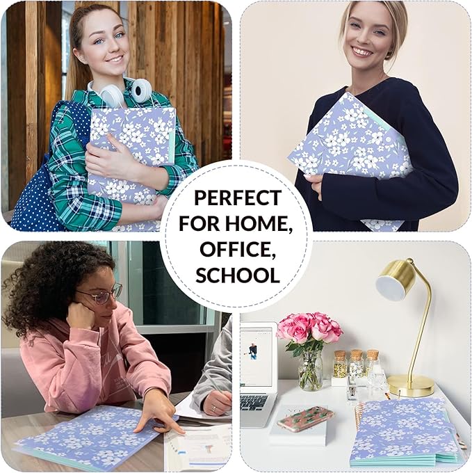 SKYDUE Expanding File Folder with 6 Pockets, Floral Accordion File Organizer for Important Document, Expandable Receipt Paper Holder, School Office Supplies Purple